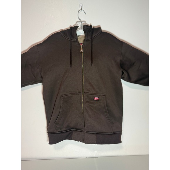 Wrangler Other - Wrangler Sherpa Lined Hooded Jacket Brown Fleece Lined Zip Up Workwear Size M